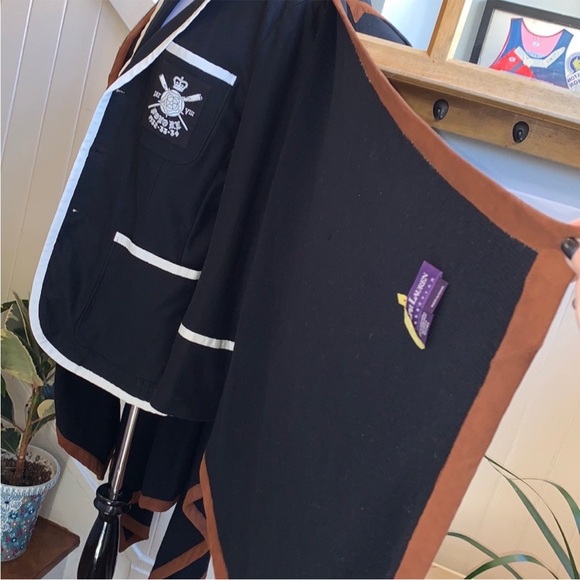 Ralph Lauren Purple Label Cashmere Shawl Black & Brown Lambskin Trim - Picture 11 of 12